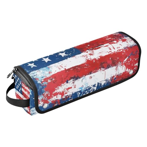 Bolsa de viaje para herramientas de cabello con alfombrilla removedora resistente al calor y soporte para planchas, rizadores, secador y cepillos con diseño de bandera americana miniatura 1