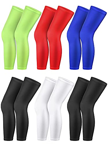 6 Pairs Long Leg Sleeves Compression Leg Full Long Knee Sleeves Elastic...