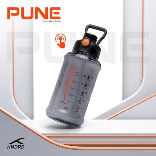 Image of Hundred Pune 1 Litre Water Bottle | 1000ml / 34oz | BPA Free | One Key Open Safety Lock | Spill and Leak Proof Sports, Travel, Gym Bottle (Black /Black)