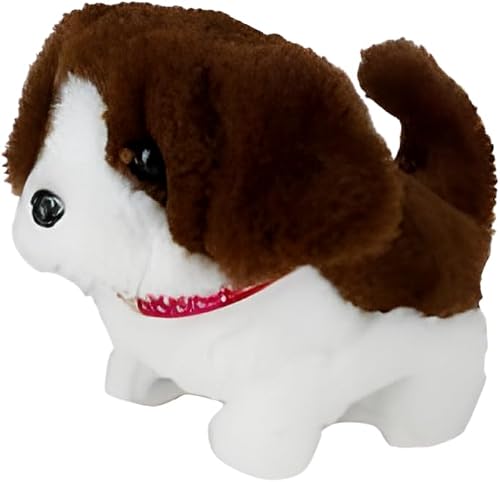 Plush Walking Dog – Battery Operated Fluffy Puppy Toy (14cm) (Brown)