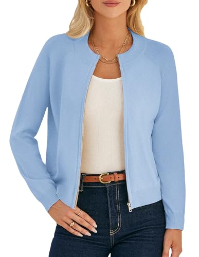 Image of GRACE KARIN Womens Long Sleeve Zip Up Cardigan Sweaters Lightweight Sweater Jacket Knitted Fashion Clothes