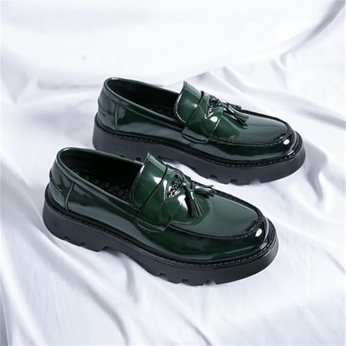 Men's Patent Leather Tassel Platform Slip-On Dress Loafers Non-Slip Round Toe Penny Shoes for Formal Business Work Wedding4