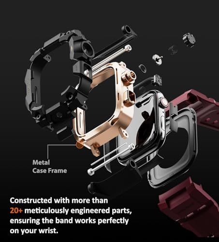 Image of ULTIMAL Rugged Case with Band for Apple Watch 44mm,Compatible with Apple Watch Series SE 3 /SE 2 /SE Generation /6 /5 /4, Military Grade Shockproof Bumper Cover for iWatch Tactical Band Men (44mm,Red)