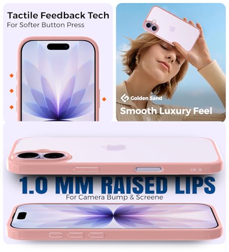 Image of Golden Sand Rugged Frosted Back Cover Case for iPhone 17 - Semi Transparent, Shockproof, Slim Profile, Matte Grip (Mist Pink, TPU+PC)