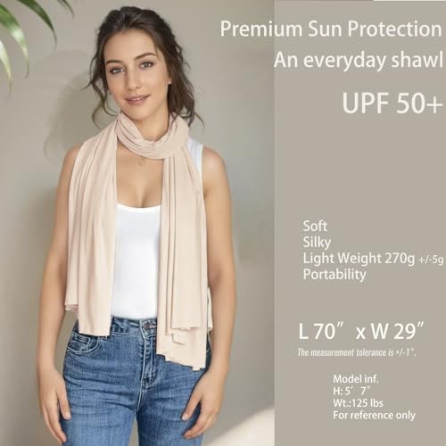 UPF 50+ Sun Protection Beach Wraps and Pashminas for Women Travel Scarf Blanket Outdoor Summer UV White Shawl3