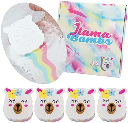 Rainbow Llama Bombs Gifts Set - X4 Special Effects Bath Bombs , Gift Sets, Perfect for Birthdays, Christmas, or Any Other Occasion. Gentle on Skin, Vegan Friendly and Cruelty Free., Multicolor