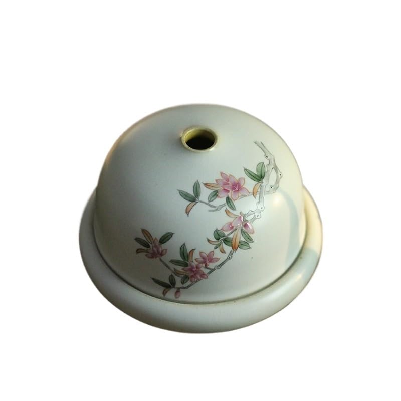 Brûleur d'encens en céramique peint à la main style fleur de pêcher vintage