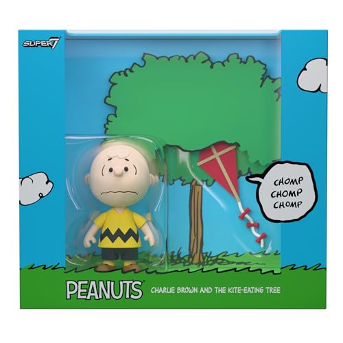 Super7 Peanuts Reaction Figures - Figura de acción de Charlie Brown and The Kite-Eating Tree (Diorama Box)