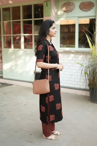 Image of ANNI Designer Women's Rayon Viscose Printed Kurta Pant Set | Collar Neck Straight Ethnic Suit for Casual, Daily, and Office Wear