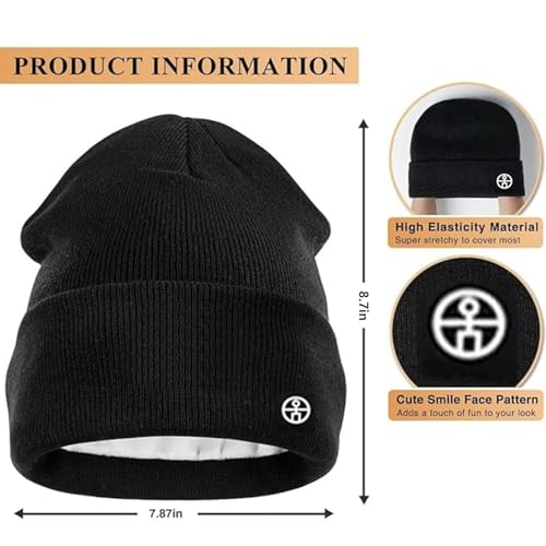 لينجي مجموعة قبعة صغيرة شتوية ووشاح وقفازات تعمل باللمس تدفئة الرقبة وقبعات 3 في 1 للشتاء اسود للرجال