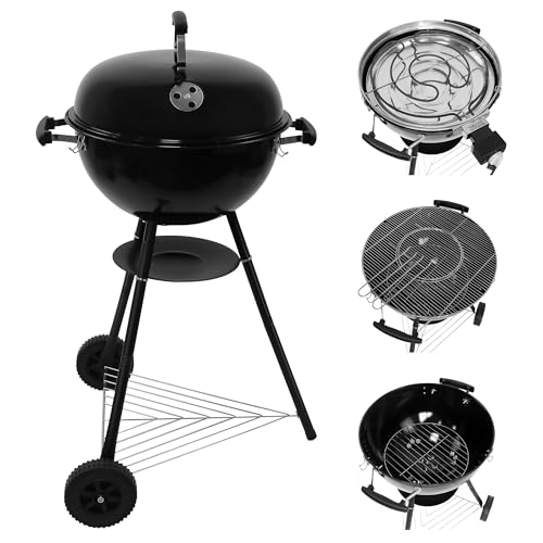 GREGMAN Roast 60 Barbecue Électrique & Charbon 5 kW | Gril Hybride Extérieur avec Couvercle | Thermostat | Ventilation | Moins de Fumée | Facile à Nettoyer | Terrasse Jardin Balcon