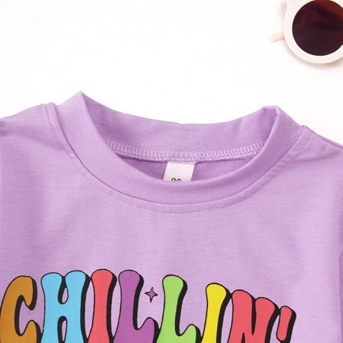MODNTOGA Toddler Girl Easter Outfit Bunny Graphic T-Shirt Chillin' with My Peeps Letter Print Shirt Short Sleeve Tee Tops4