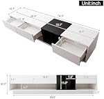 74.8" High Gloss TV Stand with Storage, Modern Color-Blocking Media Console with 3 Drawers & 2 Compartments, Entertainment Center for Living Room, Black and White