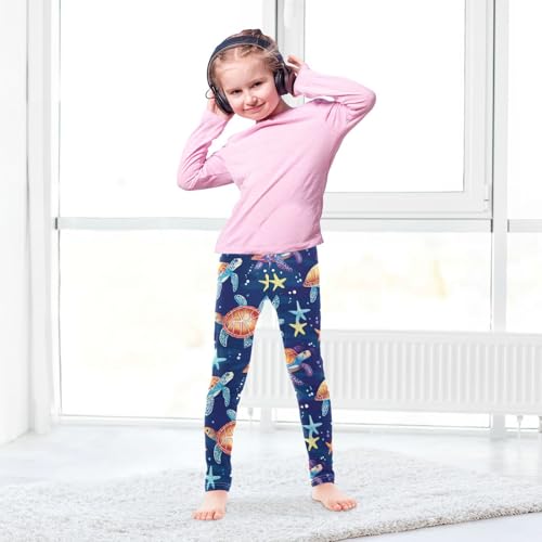 Colorful Turtle Girls' Leggings Toddler Doodles Starfish Stars Kids Yoga Pants Dance Active Tights 4T4