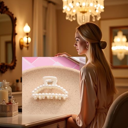 Pinza grande blanca para cabello grueso miniatura 5