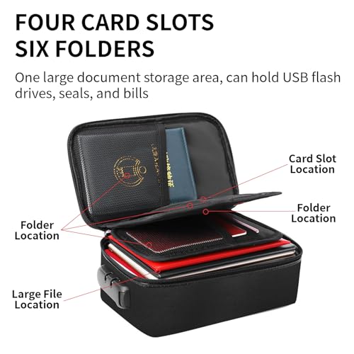 Miniatura 5 de Bolsa De Documentos Ignífuga Con Candado, Caja De Almacenamiento De Documentos Ignífuga Impermeable Con Cremallera Bolsa De Documentos Ignífuga Pequeña Portátil Adecuada Para Viajes En La Negro