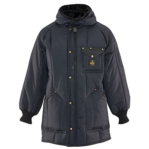 RefrigiWear Men's Iron-Tuff Ice Parka Water-Resistant Insulated Coat with Hood (Navy Blue, Large)