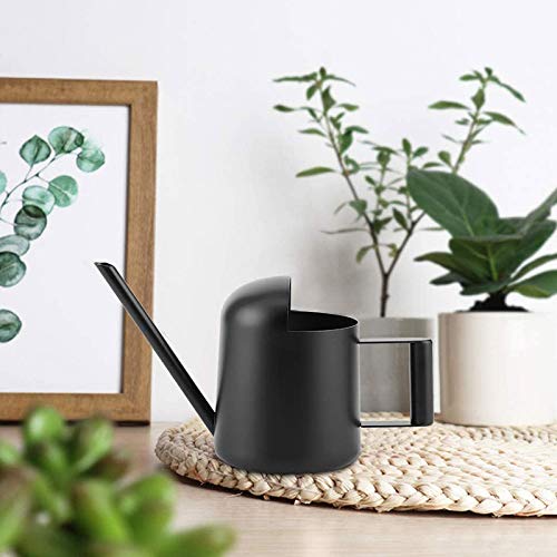 Smallterm Mini Watering Can, 300 Ml Black Stainless Steel Watering Can, Long-Mouth Planting Water Can, Suitable for Garden Plants - Image 4