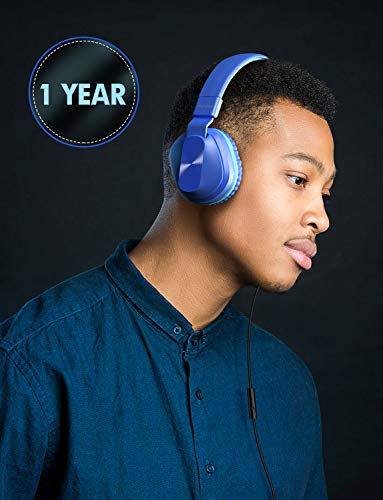 PeohZarr Headphones for Kids Students Girls Boys Teens Adults, Wired Headphones with Microphone, Folding Stereo Kids Headphones for Smartphone Tablet Laptop Computer Kindle MP3/4-Blue/Teal