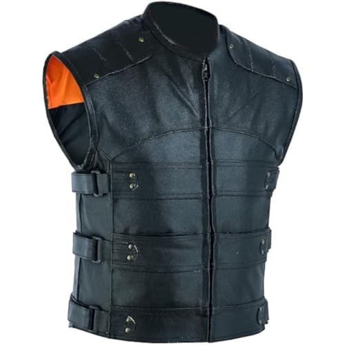 Mufimex, Herren Motorrad Lederweste Gladiator Biker Kutte MF110 (DE/NL/SE/PL, Alphanumerisch, 4XL, Regular, Regular, Schwarz)