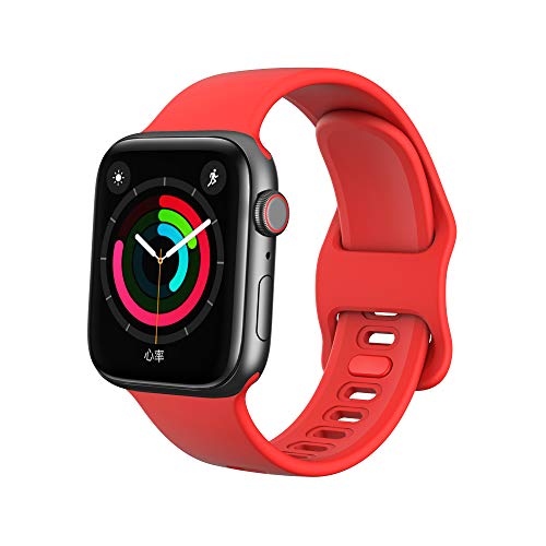 XZZTX Bands Compatible with Apple Watch 40mm 44mm, Liquid Silicone Sport Replacement iWatch Strap Wristbands for iWatch Series 1/2/3/4/5,DeepRed,42(44) mm