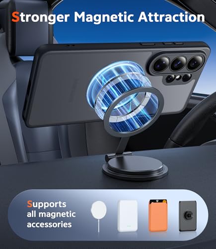 Image of FNTCASE for Samsung Galaxy S26-Ultra Case: Matte Magnetic Translucent Phone Cases with Screen Protector Lens Protection Compatible with Magsafe Rugged Protective Cell Cover (Frosted Black Magnetic)