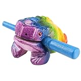 Goghost 3.5' Wooden Frog Guiro Rasp Instrument - Percussion Musical Tone Block Craft (Painted rainbow)