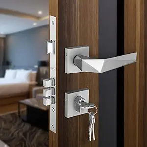 LAPO Mortise Door Lock | High-Security Door Lock for Main Door & Bedroom | Durable Zinc & Brass, Matt Finish | Door Lock Handle Set, Auxiliary Auto Latch Knob | 3 Brass Keys Included | Model: Ro-126