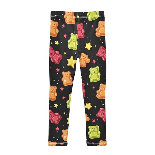 Lovely Gummy Bear and Stars Girls Casual Leggings for Kids Printed Long Pant Bottoms Stretch and Soft2