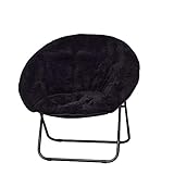 Mainstays Folding Soft Faux Fur Fabric Plush Steel Frame Saucer Chair Black New