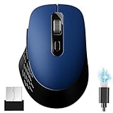 ワイヤレスマウス bluetooth 5.2 + 2.4GHz 無線 静音 Type-C充電式 小型 戻る/進むボタン搭載 6ボタン 5DPI切替 3台デバイス同時接続可能 4000 DPI ゲーミングマウス 握りの極み デュアルモード Windows Mac iPad OS iOS Android ChromeOS対応 (NO.1ブルー)