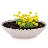matches21 HOME & HOBBY Gewellte Pflanzschale für draussen in 28 x 8 cm Sand-Farben marmoriert als wetterfeste Blumen-Schale