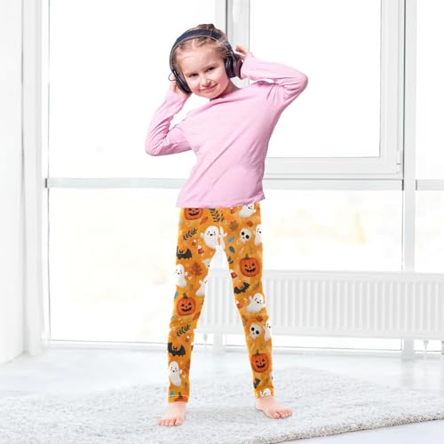 Girls Leggings Halloween Ghost Orange Kids Length Leggings Pants Toddler Athletic Soft Pumpkin Tights Trousers 4T4