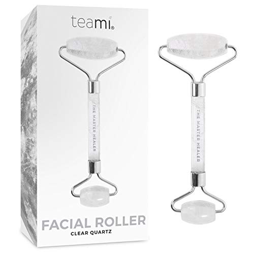 Teami Clear Quartz Facial Roller - Best for Eye Roller and Massager to Reduce Eye Puffiness - Anti-aging