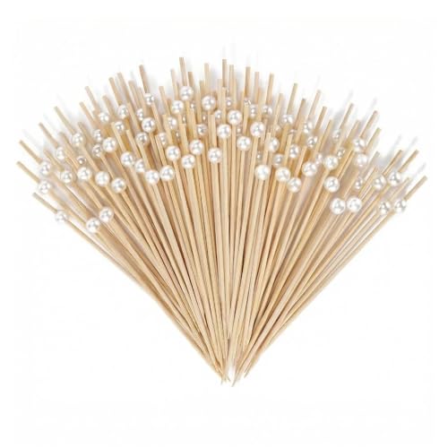 100 pcs Brochettes Cocktail,bâtonnets à Cocktail en Bambou,12 cm cure-dents fantaisie pour charcuterie,sandwich,fruits,Batons,Garnitures de Cocktail,...