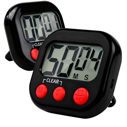 2 Pièces Minuteur de Cuisine magnétique avec Grand écran LCD, Minuteur Digital Horloge Compte à Rebours Multifonctionnel Minuteurs électroniques avec Alarme pour...