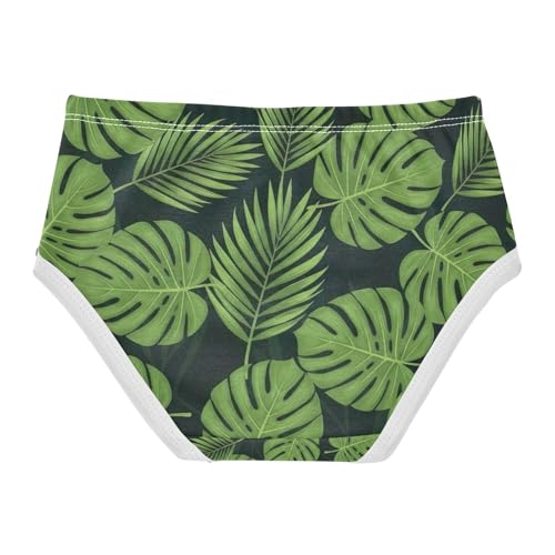 Green Monstera Palm Leaves Kids Underwear, Toddler Panties, Girls Cotton Underwear, 2–8 Years2