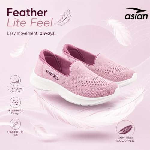 Image of ASIAN Style Walk-31 Women's Walking Shoes | Ultra-Lightweight Slip-On Shoes with Knit Mesh, Arch Support | Flexible Sole & All-Day Comfort for Daily Use