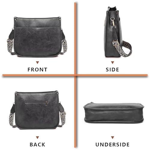 Image of AUYOCO Vegan Leather Crossbody Bags for Women, Crossbody Purse with Guitar Strap Zipped Pockets Handbag Shoulder Bag