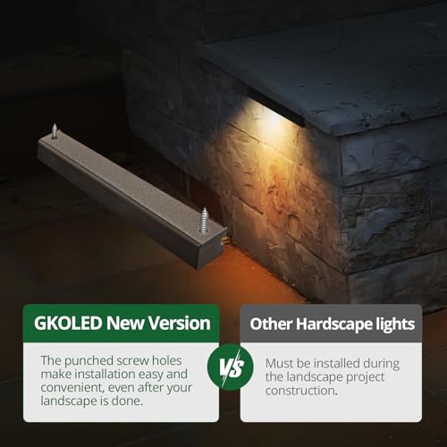 GKOLED 6.8 Inches Hardscape Lights, Low Voltage Retaining Wall Lighting with Frosted Lens, 12V AC/DC Paver Light with 1.5W 2700K LED Chips, Outdoor Landscape Step Lights, Die-cast Aluminum Housing by GKOLED - Image 8