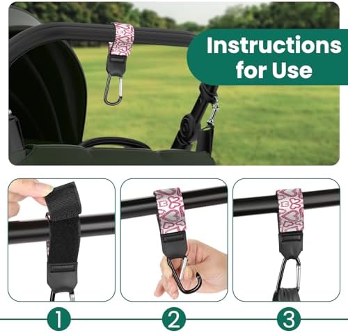 Stroller Straps, Mommy Hooks Diaper Bags, Universal Shopping cart, Wallet, Backpack - 2 Packs (Love) — 사진 3