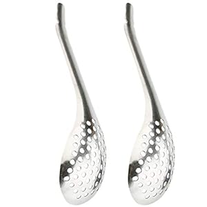 NUOBESTY 2 Stks Sferificatie Lepels Rvs Schuimspaan Lepel Moleculaire Mixologist Bar Lepel Voor Keuken Koken Thuis (Zilver)