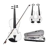 Bunte Violine Für Anfänger Massivholz 4 Saiten Geeignet Für Üben 4/4 Standardvioline(White)