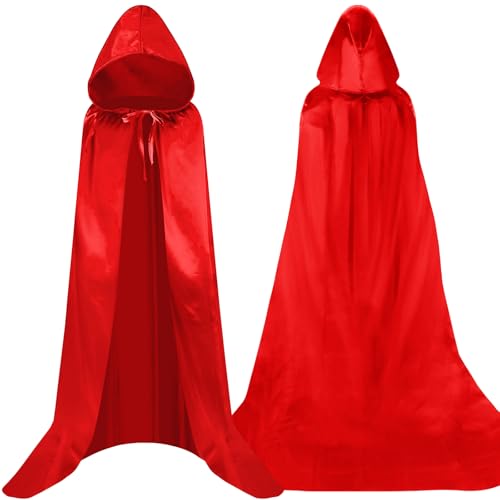 AQXONG Capa vermelha com capuz de Halloween, 150 cm, capa de Halloween capa de bruxa, capa de adulto, disfarces de cosplay adequado para Halloween, carnaval, festas de disfarces - unissexo, L,