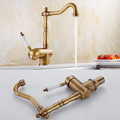 Grifo de cocina oro rosa con diseño de bronce antiguo de lujo rotatorio 4
