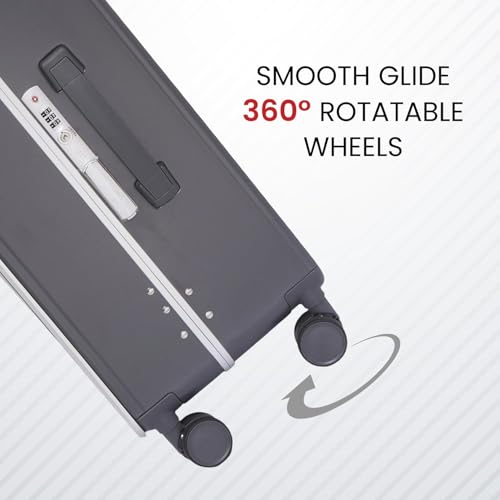 Image of Swiss Military Black Gold Collection Hard PC Cabin & Check-in Luggage Trolley Set of 2 (55cm Small & 75cm Large) Suitcase with TSA Lock, 360 Wheels, Ideal for International Travel (44L,70L) Dark Grey