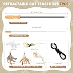 ROSAUI Cat Teaser Wand Toys, Interactive Bird Toys for Indoor Kittens, 42.15’’ Long Cat Fishing Pole Toys, 2Pcs Wires and 5Pcs Natural Refills, Sustainable Wooden Handles, Exercising, Playing - Image 2