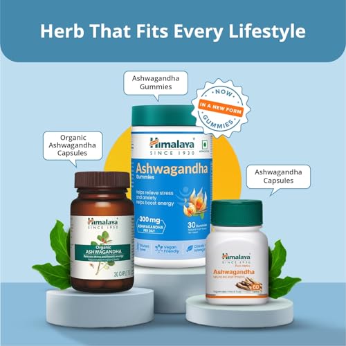 Image of Himalaya KSM-66 Ashwagandha Gummies | Helps Relieve Stress and Anxiety | Helps Boost Energy | Supports Cortisol Levels |Clinically Proven | Vegan Friendly | 60 Gummies