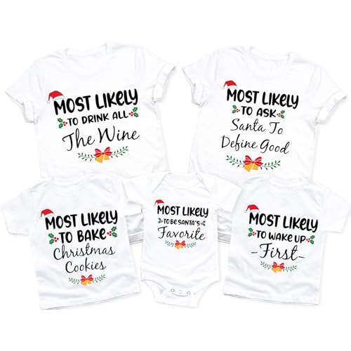 Most Likely Family Matching Christmas Shirt, Funny Christmas Tee Tops, Personalized Shirts For Christmas Party, Custom Family Reunion Couples Vacation Most Likely To T-Shirts3