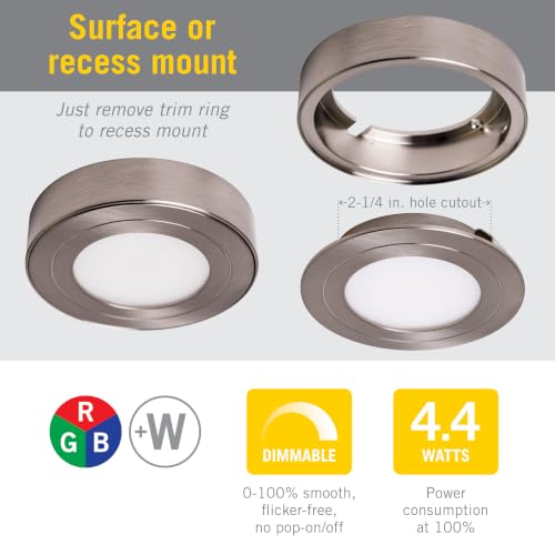 Image of Armacost Lighting PureVue Dimmable LED Undercabinet Puck Light, RGB+W, Black 263413